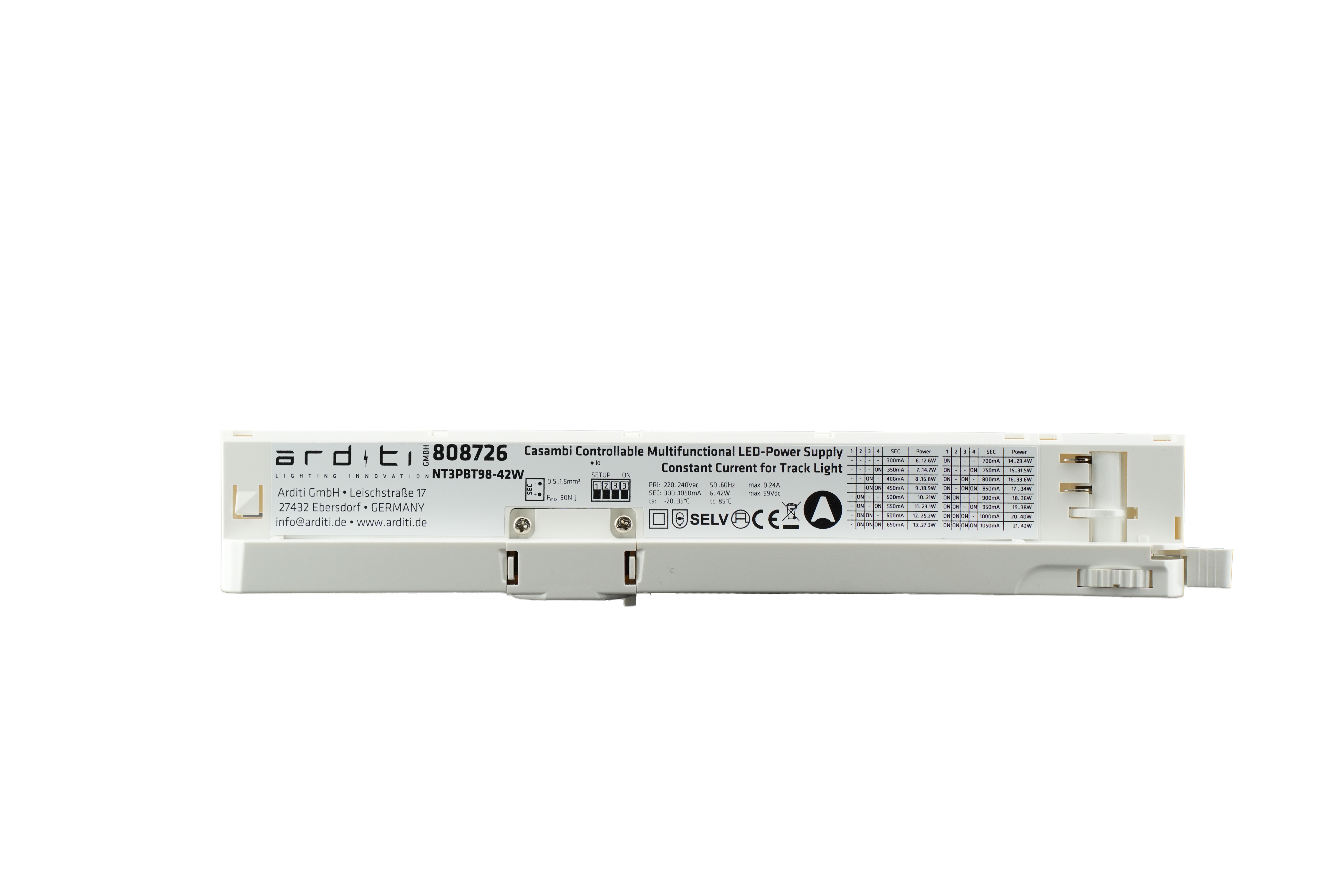 Casambi Stromschiene für 3-Phasen Stromschiene 300 mA – 1050 mA max 42 W einstellbar über Dipschalter - Bild 1