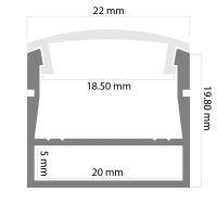 Aluprofil ANBAUPROFILE: PRAP U 2m 22mm 19mm - Bild 2