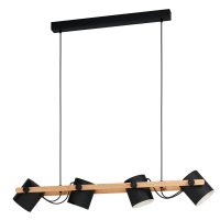 Eglo Leuchten HORNWOOD Pendelleuchte Cremefarben. Schwarz. 4-flammig - Bild 1