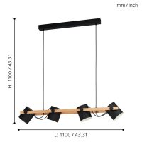 Eglo Leuchten HORNWOOD Pendelleuchte Cremefarben. Schwarz. 4-flammig - Bild 3