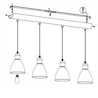Eglo PRIDDY Pendelleuchte Schwarz. Weiß. 4-flammig - Bild 6