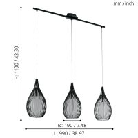 Eglo RAZONI Pendelleuchte Schwarz. 3-flammig - Bild 4