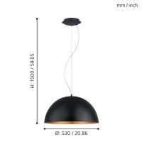 Eglo GAETANO 1 Pendelleuchte Kupferfarben. Schwarz. 1-flammig - Bild 4
