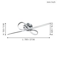 EGLO LED-DL CHROM/WEISS L700xB420MM 2x10W (1800lm) SELVINA - Bild 3
