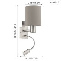 Eglo PASTERI Wandleuchte LED Nickel-Matt. 2-flammig - Bild 4