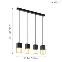 Eglo MONTEBALDO Hängeleuchte Gold. Schwarz. 4-flammig - Bild 4