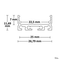 LED Aufbauprofil SURF24 FLAT Aluminium schwarz eloxiert RAL 9005, 200cm - Bild 2