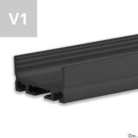 LED Aufbauprofil SURF24 FLAT Aluminium schwarz eloxiert RAL 9005, 200cm - Bild 1