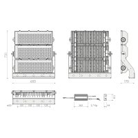 Flutlichtstrahler 7107 GALAXY 3 (A4) 900W 4000K CRI 70 Silber asymmetrisch breitstrahlend one 4 all (400V - DALI2 -D4i - DMX) - Bild 4