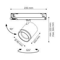 3-Phasen Schienen Strahler LIVAS M, 36°, 2750 Lumen, 3000K, CRI> 90, DALI, Gehäuse schwarz, Ring schwarz matt, Performance - Bild 3