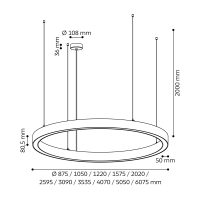 RING 50 Pendelleuchte, d875, direkt/indirekt, 3000K, opal, CRI> 90, Performance , schwarz - Bild 2