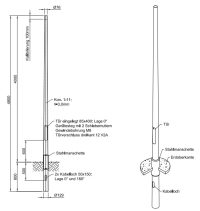 Lichtmast gerade konisch (EN40) Stahlmanschette LPH 4m - Zopf 76mm - t 3mm - Bild 2
