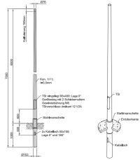 Lichtmast gerade konisch (EN40) Stahlmanschette LPH 6m - Zopf 76mm - t 3mm - Bild 2