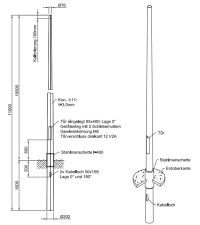 Lichtmast gerade konisch (EN40) Stahlmanschette LPH 10m - Zopf 76mm - t 3mm - Bild 2