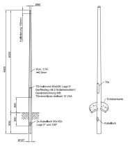 Lichtmast gerade konisch (EN40) LPH 4m - Zopf 60mm - t 2mm - Bild 2