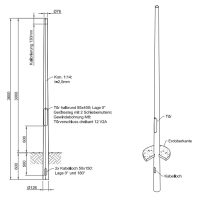 Lichtmast gerade konisch (EN40) LPH 3m - Zopf 76mm - t 2mm - Bild 2