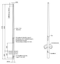 Lichtmast gerade konisch (EN40) LPH 3.5m - Zopf 76mm - t 2mm - Bild 2