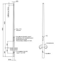 Lichtmast gerade konisch (EN40) LPH 4m - Zopf 76mm - t 2mm - Bild 2
