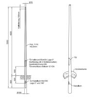 Lichtmast gerade konisch (EN40) LPH 4.5m - Zopf 76mm - t 2mm - Bild 2