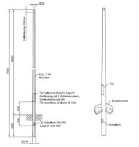 Lichtmast gerade konisch (EN40) LPH 6m - Zopf 76mm - t 2mm - Bild 2