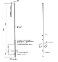 Lichtmast gerade konisch (EN40) LPH 3m - Zopf 60mm - t 2mm - Bild 2