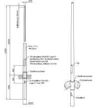 Lichtmast gerade konisch (EN40) Stahlmanschette LPH 12m - Zopf 76mm - t 4mm - Bild 2