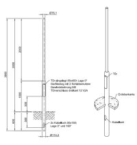 Lichtmast gerade abgesetzt (EN40) LPH 3m - Zopf 76mm - t mm - Bild 2