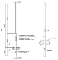 Lichtmast gerade abgesetzt (EN40) LPH 4m - Zopf 60mm - t mm - Bild 2
