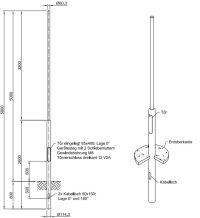 Lichtmast gerade abgesetzt (EN40) LPH 5m - Zopf 60mm - t mm - Bild 2