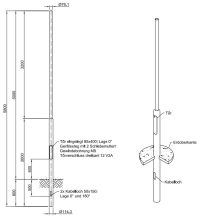 Lichtmast gerade abgesetzt (EN40) LPH 5m - Zopf 76mm - t mm - Bild 2