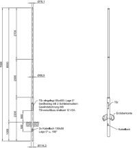 Lichtmast gerade abgesetzt (EN40) LPH 6m - Zopf 76mm - t mm - Bild 2