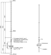 Lichtmast gerade abgesetzt (EN40) LPH 7m - Zopf 76mm - t mm - Bild 2