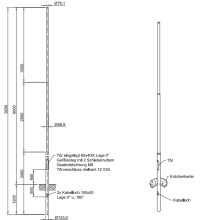 Lichtmast gerade abgesetzt (EN40) LPH 8m - Zopf 76mm - t mm - Bild 2
