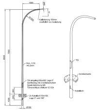 Lichtmast Peitsche konisch (EN40) LPH 7.5m - Zopf 60mm - t 3.5mm - Bild 2