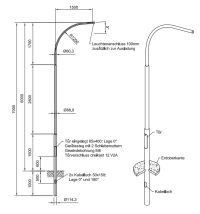 Lichtmast Peitsche zylindrisch abgesetzt (EN40) LPH 6m - Zopf 60mm - t mm - Bild 2