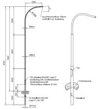 Lichtmast Peitsche zylindrisch abgesetzt (EN40) LPH 7.5m - Zopf 60mm - t mm - Bild 2