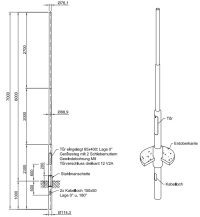Lichtmast gerade abgesetzt (EN40) Stahlmanschette LPH 6m - Zopf 76mm - t mm - Bild 2