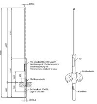 Lichtmast gerade abgesetzt (EN40) Stahlmanschette LPH 4m - Zopf 76mm - t mm - Bild 2