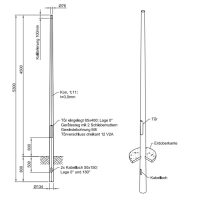 Lichtmast gerade konisch (EN40) LPH 4.5m - Zopf 76mm - t 3mm - Bild 2