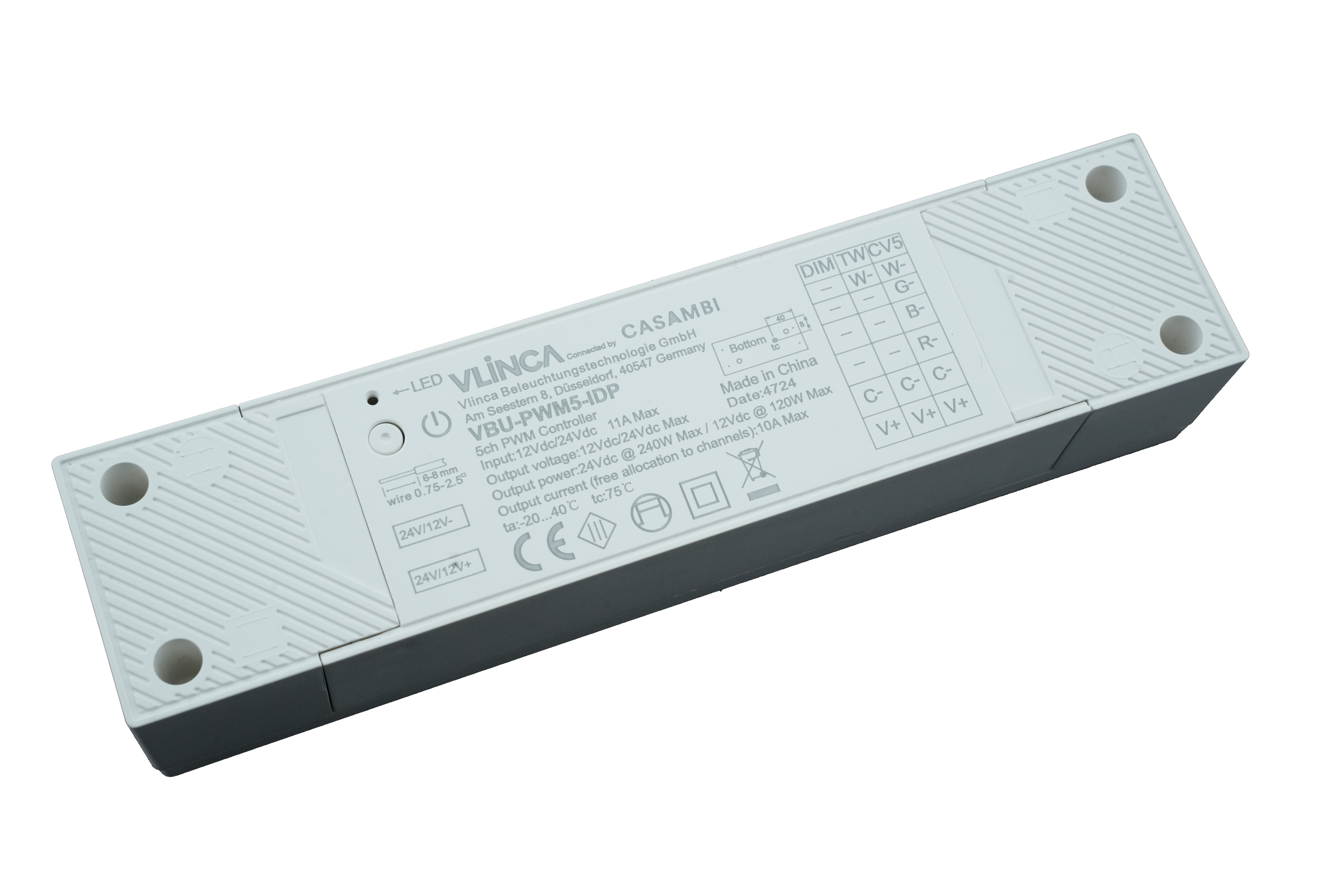 5-Kanal-Dimmer für Kleinspannung, konfigurierbar für mehrere LED-Schaltungen oder für Farbmischung