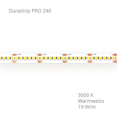 LED-Streifen DURASTRIP PRO240 IP20 5m 19W/m 24V 3000K