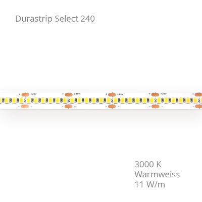 LED-Streifen DURASTRIP SELECT 240 IP20 240 LED/m 5m 11W/m 24V 3000K