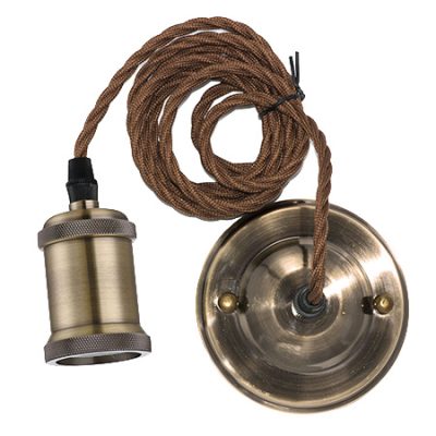 LED-Lampe AUFHÄNGEKABEL E27 Messing antik