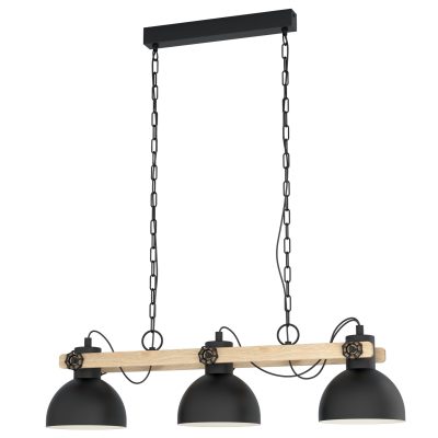 EGLO LUBENHAM Hängeleuchte Braun. Schwarz. 3-flammig