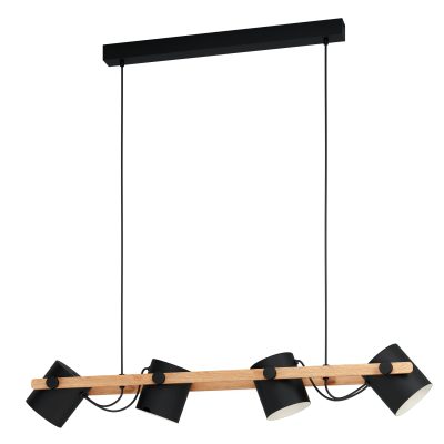 Eglo Leuchten HORNWOOD Pendelleuchte Cremefarben. Schwarz. 4-flammig