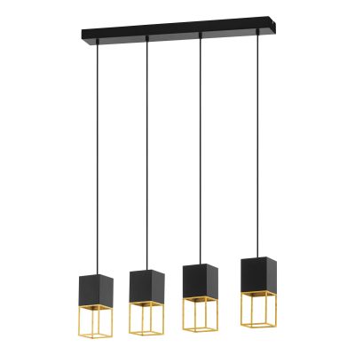 Eglo MONTEBALDO Hängeleuchte Gold. Schwarz. 4-flammig