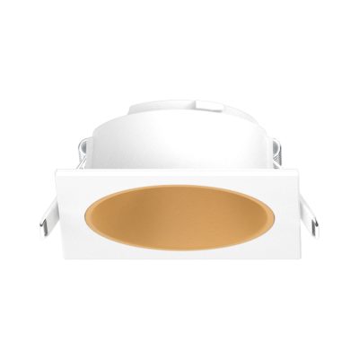 LED Downlight EXMO tiefer Rahmen Quadratisch (Rundes Innenmaß) - Weiß / Gold
