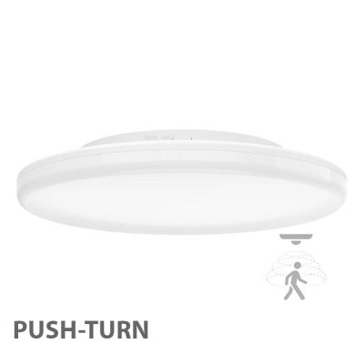 PUSH-Turn Budget LED-Deckenleuchte Sensor - Ø310mm, 21W, 2700-6500K, IP54 Weiss exkl. Montageplatte