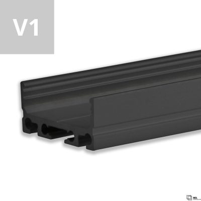 LED Aufbauprofil SURF24 FLAT Aluminium schwarz eloxiert RAL 9005, 200cm