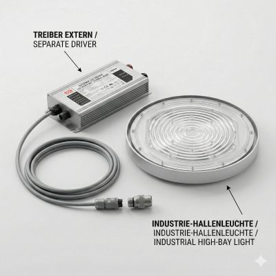 Hallenstrahler 8150 MIR (S5) 195W 4000K Silber symmetrisch breitstrahlend on/off - 30m Remote Driver